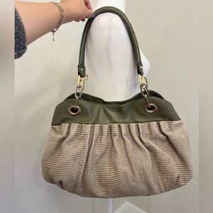 B. Makowsky Lizard Embossed Gray Shoulder Satchel Bag Handbag Purse
